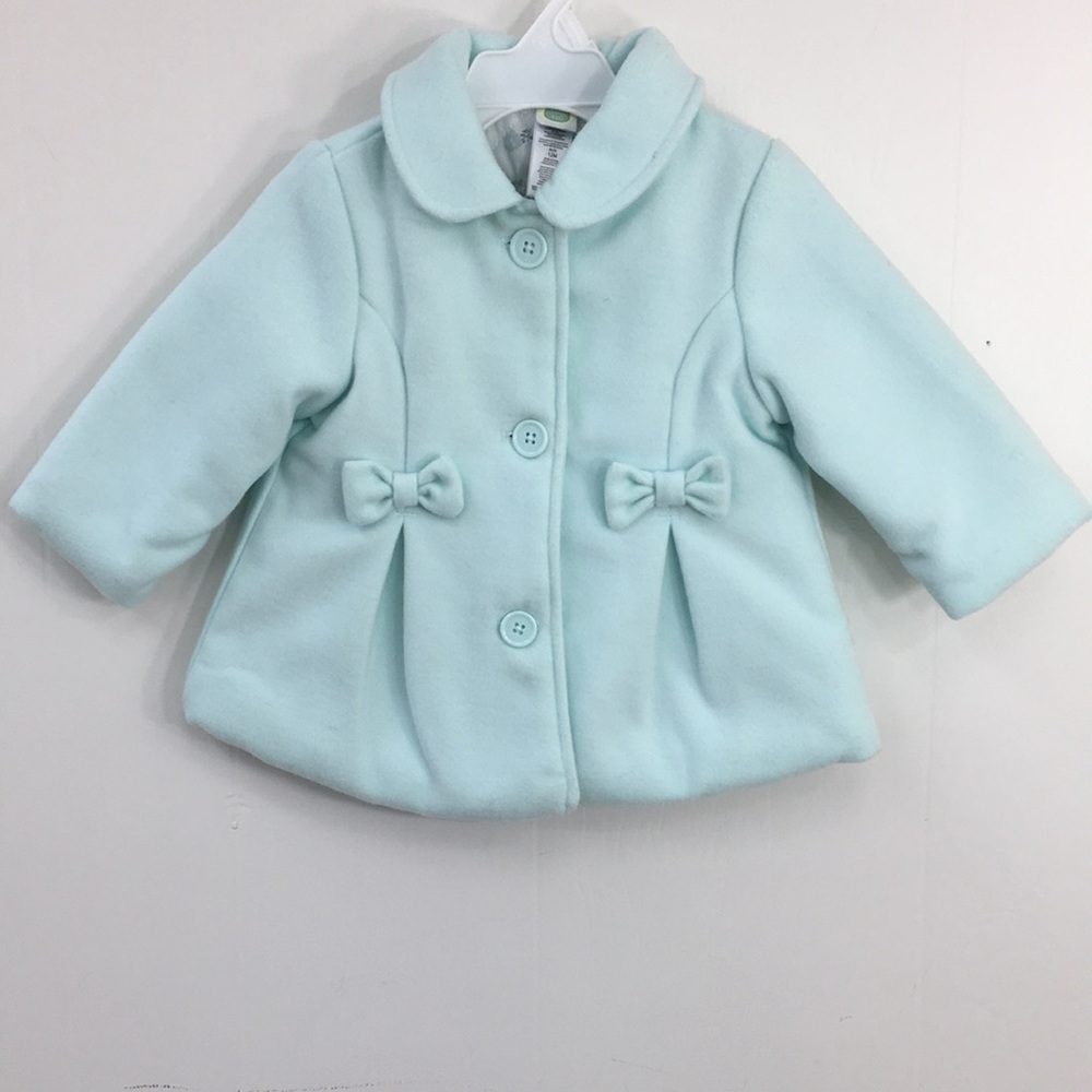 Little Me Girls Mint Green Dress Pea Coat With Bows Size 12 M NEW Without Tags